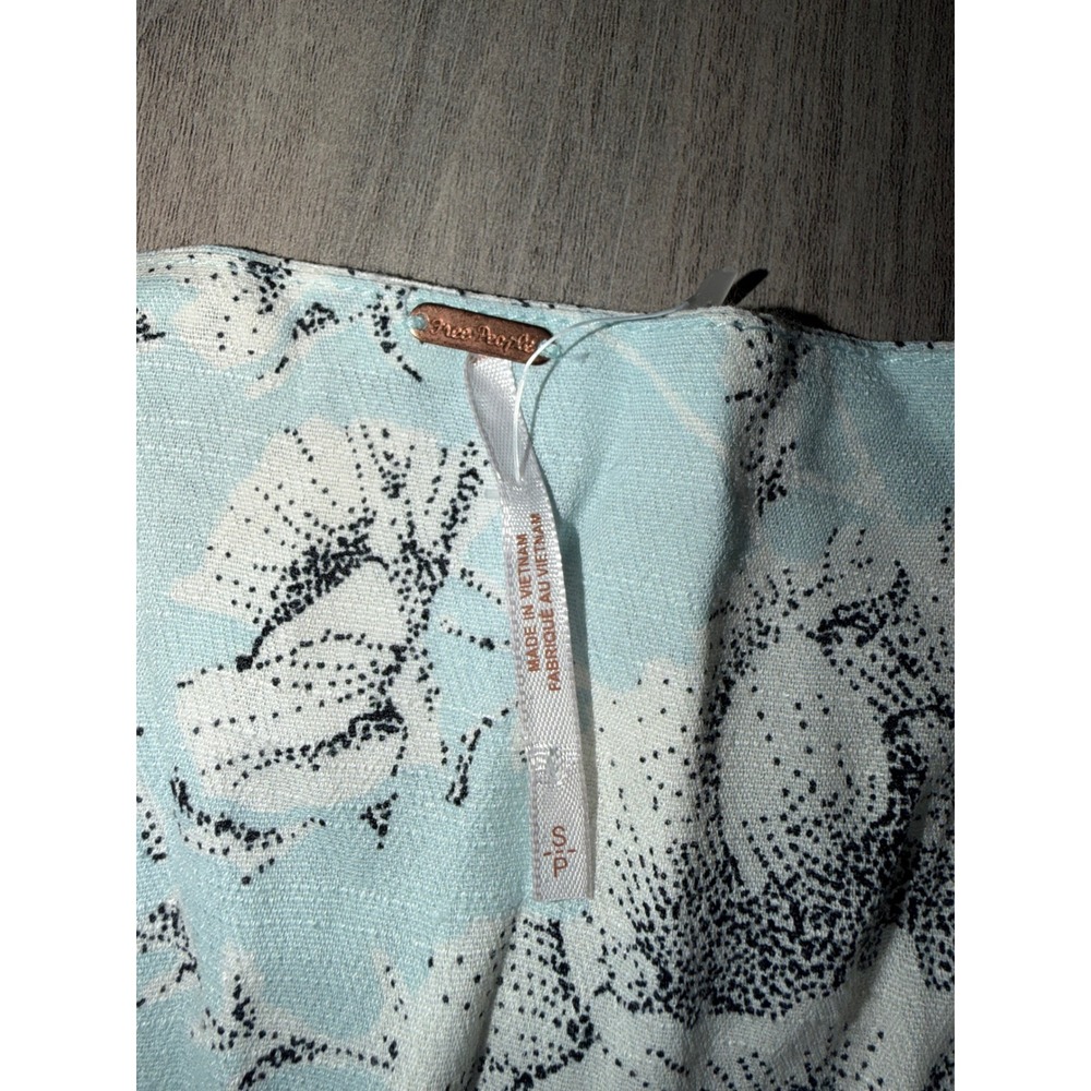 Free People French Quarter Wrap Dress Light Blue Floral Ruffle Mini Small CR5 - Picture 8 of 10